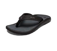 OLUKAI Ohana Men's Beach Sandals, Water Resistant Flip Flops, Arch Support & Comfort Fit, Lightweight & Durable, Enhanced Grip & Traction, Black/Dark Shadow, 10.5 UK