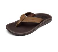 OluKai Ohana Men's Beach Sandals, Quick-Dry Flip-Flop Slides, Water Resistant & Lightweight, Compression Molded Footbed & Ultra-Soft Comfort Fit, Tan/Dark Java, 15.5 UK