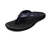 OLUKAI Ohana Women's Beach Sandals, Quick-Dry Flip-Flop Slides, Water Resistant, Wet Grip Soles & Compression Molded Footbed, Trench Blue/Orchid, 5 UK