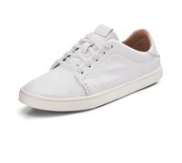 OLUKAI Pehuea Li 'ILI Women's Everyday Leather Sneakers, Casual & Versatile Shoes with Drop-in Heel, Soft & Premium Materials, All-Day Comfort & Support, White/White, 5.5 UK