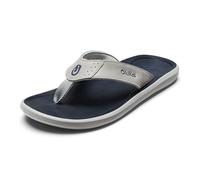 OLUKAI Pili Men's Leather Sandals, Sleek & Versatile Design, Comfortable & Waterproof Straps, Arch Support & Everyday Wear, Ash/Mood Indigo, 16 UK
