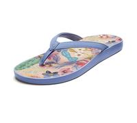 OLUKAI Puawe Women's Beach Sandal, Water-Friendly Flip-Flop Slides, All-Day Wear & Ultra-Soft Comfort Fit, Cloud Blue/Flower, 7 UK