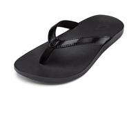 OLUKAI Puawe Women's Beach Sandal, Water-Friendly Flip-Flop Slides, All-Day Wear & Ultra-Soft Comfort Fit, Black/Black, 6 UK