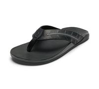 OLUKAI Tuahine Palm Men's Waterproof Leather Sandals, Flip Flops for All-Day Wear, Premium Materials & Design, Arch Support & Comfort-Fit, Lava Rock/Dk Sha, 8.5 UK