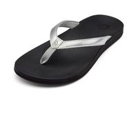 OLUKAI Women's Puawe Sandal, Silver/Black, 9 UK