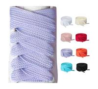 Olukssck 2 Pairs 20 mm Wide Thick Shoelaces, Tear-Resistant Flat Shoe Laces for Trainers, Sports Shoes, Trainers, Casual Shoes, Light Purple, 140 cm