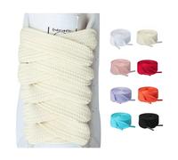 Olukssck 2 Pairs 20 mm Wide Thick Shoelaces, Tear-Resistant Flat Shoe Laces for Trainers, Sports Shoes, Trainers, Casual Shoes, Cream, 100 cm