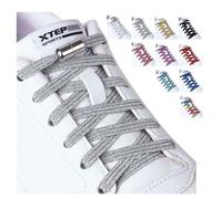 Olukssck 2 Pairs of 6 mm Width Elastic Shoelaces for Children and Adults, No Knots with Metal Closure, Suitable for Sports Shoes, Running Shoes, Silver