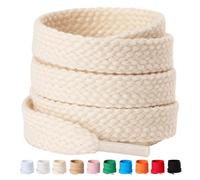 Olukssck 2 Paris 1/2'' Wide Flat Shoe Laces for Sneakers - Poly Cotton Fat Shoelaces Replacement Shoe Strings, Cream(2 Pairs), 47inch(120cm)