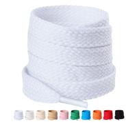 Olukssck 2 Paris 1/2'' Wide Flat Shoe Laces for Sneakers - Poly Cotton Fat Shoelaces Replacement Shoe Strings, White(2 Pairs), 39inch(100cm)