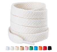 Olukssck 2 Paris 1/2'' Wide Flat Shoe Laces for Sneakers - Poly Cotton Fat Shoelaces Replacement Shoe Strings, Off White(2 Pairs), 47inch(120cm)