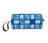 OLUSENMO Compact & Durable Trave Makeup Organizer Bag Oxford Fabric Impact-Resistant Multi-Purpose Storage Perfect for Travel, Gym, Geometric Bamboo Leaves, Modern Geometric With Nature-inspired