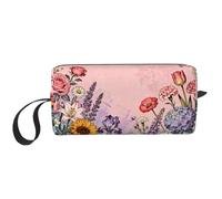 OLUSENMO Compact & Durable Trave Makeup Organizer Bag Oxford Fabric Impact-Resistant Multi-Purpose Storage Perfect for Travel, Gym, Romantic Floral Garden Art