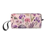 OLUSENMO Compact & Durable Trave Makeup Organizer Bag Oxford Fabric Impact-Resistant Multi-Purpose Storage Perfect for Travel, Gym, Pink Watercolor Floral Art