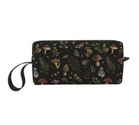 OLUSENMO Dark Gothic Forest Botanical Makeup Bag for Women, Mushroom Small Travel Cosmetic Pouch with Zipper, Compact Makeup Organizer Bag for Purse, Toiletries, Skincare & Daily Essentials