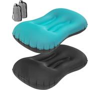 Olutula 2Pack Inflatable Camping Pillows, Camping Pillow for Neck and Lumbar Support, Ultralight TPU Travel Pillow with Quick Inflate/Deflate, Compact for Hiking, and Car Travel (Black & Blue)