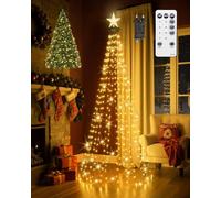 Olutula Christmas Tree Lights with Star Topper, 2M/6.6Ft 400LED Christmas Fairy Lights for Tree with 8 Modes Timer Remote & Memory Function, 16 Lines Waterproof Curtain Tree Lights for Xmas Decor