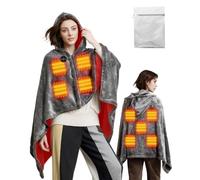 Olutula USB Heated Blanket with Zipper, 2025 Upgraded Large Size Heated Blanket Throw 150x85cm, Fast Heating with 9 Zones, 3 Temperature Levels Thick Flannel Electric Blanket for Home (DarkGray)