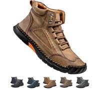Olveros Boots, Cryonessa Men's Comfortable Handmade Leather Boots - Waterproof, Arch Support, Pressure Relief, Spacious Toe Box for Outdoor Adventures (Khaki,6.5)