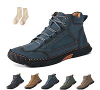 Olveros Boots, Men's Comfortable Handmade Leather Boots, Waterproof Arch Support Pressure Relief Spacious Toe Box Outdoor Shoes (Blue, UK, Adult, Men, 8, Numeric, UK Footwear Size System, Medium)