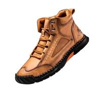 Olveros Boots Men's Waterproof Leather, Handmade for Comfort with Arch Support & Wide Toe Box, Outdoor Work & Walking (Yellow-Brown,11)