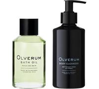 Olverum Bath Oil & Body Wash Bundle - Luxury Muscle Soothing Bath Oil & Nourishing Body Wash for Dry & Dehydrated Skin - Help Skin Feel Healthy & Soft - Sulphate & Paraben Free - Vegan, 125ml, 250ml