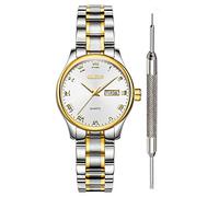 OLVES Women Wristwatch Luminous Waterproof Couple Watches Calendar Quartz Wrist Watch Stainless Steel Fashion Dress Watch Top Brand Luxury Ladies Clock with Additional Battery Best Friend Gifts