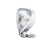 OLVESXC Motorcycle Projector For Chopper Bobber Cafe Racer Motorcycle LED Headlight Triangle Front Spotlight Vintage Head-Lamp(Chrome-clear)