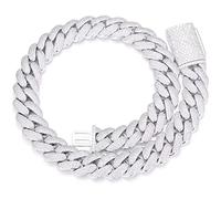 OLVLUS 20mm Iced Out Cuban Link Chain 18K White Gold Plated 4-Row dense 5A+ Cubic Zirconia Bling Diamond Necklace Hip Hop Rapper Luxury Jewelry Thick Heavy Cuban Link Chain for Men, 9 Inches (Bracelet