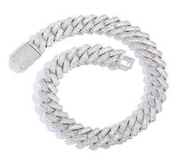 OLVLUS 20mm Iced Out Cuban Link Chain 5 Baguette Cubic Zirconia 18K White Gold Plated Bling Diamond Chain Hip Hop Rapper Luxury Cuban Link Necklace Jewelry for Men and Women, 24 inches, 18k gold