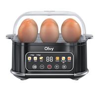 Olvy 6-in-1 Electric Egg Cooker with LCD-Timer - 6-Egg Boiler and Steamer - Automatic Shut-Off - Dishwasher-Safe Parts - Includes Measuring Cup