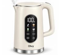 Olvy Electric Kettle Temperature Control Double Wall 1.7L 2200W Cream White | Tea & Baby Food Prep | Cool-Touch Safe Body Housing | Fast Heating Water Jugs | Stainless Steel Fast Boil Warm Keep Appliance