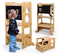 Olvy Kids 3-in-1 Montessori Learning Tower - Foldable Learning Tower - Wooden Step Stool - Children’s 3-Step Ladder - Kitchen Tower for Kids - Standing Learning Tower from 1 Year - Foldable Children’s