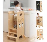 Olvy Kids 4-in-1 Montessori Learning Tower - Learning Tower - Wooden Step Stool - 4-Step Children’s Ladder - Kitchen Helper for Kids - Standing Tower from 1 Year - Foldable Children’s Step Stool