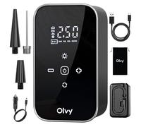 Olvy Portable Air Compressor - 12V Cordless Tire Inflator - 6000 mAh Rechargeable Battery - Digital Display - Auto Shut-Off - LED Light - for Car, Bike, Motorcycle, Ball & Air Mattress