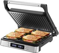 Olvy Sandwich Maker, Digital Contact Grill, 3-in-1 Panini Press Toastie Maker, 180° Open Grill, Adjustable Temperature, Timer, Large Cooking Area, Cool-Touch Handle, PFAS-Free