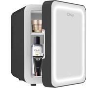 Olvy Skincare Fridge - Mini Fridge - Skincare Fridge - With Mirror and Lighting - Makeup Fridge - Black - Cosmetics - 4 Liter