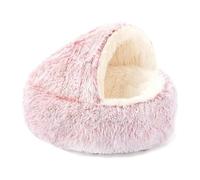 Olvys Cozy Cocoon Dog Bed, Comfy Cocoon Cuddle Pet Bed, Nest Dog Beds, Fluffy Covered Hooded Calming Plush Bed, Machine Washable, Non-Slip Waterproof Base for Small Medium Large Pets (XXL,Pink)