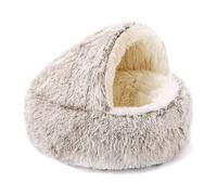 Olvys Cozy Cocoon Dog Bed, Comfy Cocoon Cuddle Pet Bed, Nest Dog Beds, Fluffy Covered Hooded Calming Plush Bed, Machine Washable, Non-Slip Waterproof Base for Small Medium Large Pets (XL,Coffee)