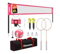Olybeaka Easy Set Up Badminton & Volleyball Net Set System (Pink)