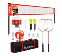 Olybeaka Easy Set Up Badminton & Volleyball Net Set System (Red)