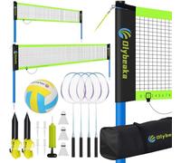 Olybeaka Portable Volleyball Net & Badminton Net Set (Black)