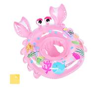 Olycism Baby Swimming Float with Safety Seat - Inflatable Swim Ring for Toddlers, PVC Swim Trainer with Handle, Kick Learning Aid, Includes Patch Kit, for Ages 6-36 Months, Pink