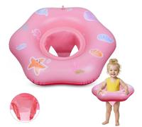 Olycism Baby Swimming Ring Float with Seat - Hexagonal All-Round Warrior, 0.3mm Extra Thick PVC, Inflatable Toddler Pool Ring for 1-3 Years, Durable Swim Float with Patch Kit, Pink