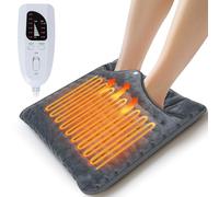 Olycism Electric Foot Warmer Fast Heat for Feet 6 Temp & Auto-Off Timer. Extra Large 40x40cm Heating Pad Machine Washable. Comfy Feet Heater for Men Women Seniors Home/Office Dark Gray
