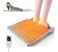 Olycism Plug-in Heated Foot Warmer Electric 40*40 - Unfolds to a 40*80cm Blanket, 24 Options Electric Foot Warmer - Overheating Protection Technology, Foot Warmers for Men & Women, Feet Warmers Gray