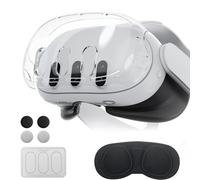 Olycism Protective Case for Meta Quest 3 Accessories for Shell Oculus Quest 3 Impact and Scratch-Proof Highly Transparent Case with 1*Headset Cover 3*Camera Lens Tempered Glass 4*Joystick Caps
