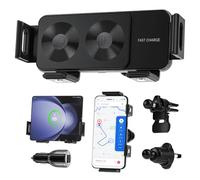 Olycism Wireless Car Charger 15W Dual Coil Fast Charge Smart Sensor Phone Holder Automatic Induction Air Vent Charger for All Mobile Phones Samsung Pixel