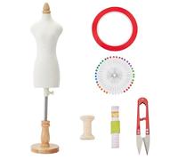 OLYCRAFT 1/3 Size MIni Female Dress Form Miniature Sewing Mannequin Dress Forms 48cm Female Tailor Dressmaker Dummy with Stand Needles Scissors Measure Tapes Spools for Sewing Patch Set