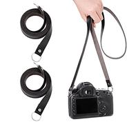 OLYCRAFT 1.4m Black Leather Neck Slim Camera Strap PU Leather Camera Shoulder Straps with Iron Finding for Mirrorless Camera Digital Cameras Photographers 1370x18x5.5mm